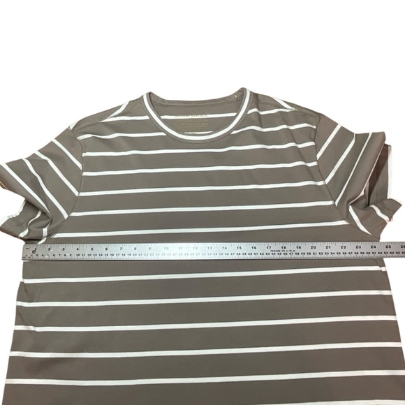 BANANA REPUBLIC ‘Authentic Tee’ 100% Supima Cotton Beige White Stripe Unisex XL - Picture 6 of 9